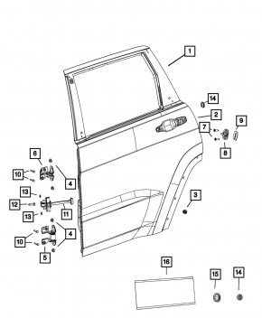 Дверь голая задняя левая Jeep Grand Cherokee WL 21-26 long