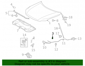 Отбойник капота малый Lexus RX350 RX450h 10-15 на капоте