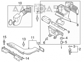 Воздухоприемник Hyundai Sonata 15-17 2.4 в сборе 2 части