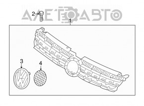 Решетка радиатора grill в сборе VW Touareg 11-14 с эмблемой