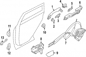 Петля двери нижняя задняя левая Nissan Rogue 21-26