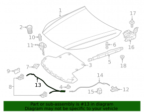 Трос открытия замка капота передняя часть Mercedes W213 E 17-23
