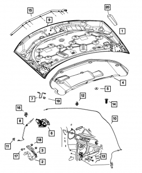 Опора упор капота Chrysler 200 11-14