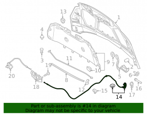 Трос открывания замка капота Ford Focus mk3 11-18 основной