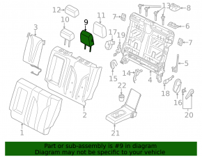 Подголовник 2 ряда левый Lincoln MKC 15-19 кожа черная