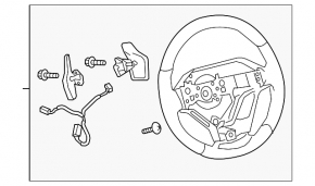 Руль голый Lexus NX300 NX300h 18-21 кожа, черный с красной строчкой, перфорация, с подогревом, под лепестки