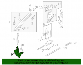 Накладка передней стойки нижняя левая Audi A3 8V 15-20 4d, 5d, черная