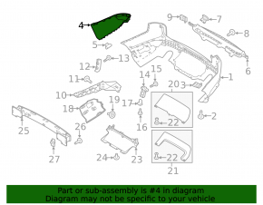 Capac bara spate stânga pentru Land Rover Range Rover Sport 2013-2017 pre-restaurat, pentru senzori de parcare