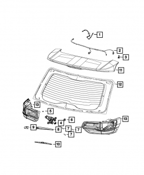 Поводок дворника задний Jeep Grand Cherokee WK2 11-22 с заглушкой