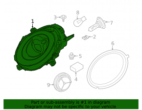 Фара передняя левая Mini Cooper F56 3d 14-18 дорест галоген, белый поворотник