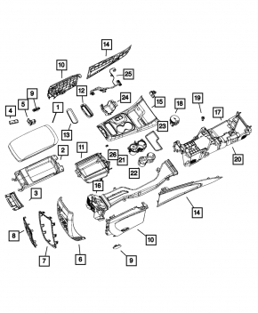 Консоль центральная подлокотник Dodge Durango 14-20 беж, подлокотник 2 отсека