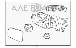 Зеркало боковое правое в сборе Ford Edge 15-18 3 пина, структура