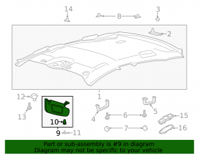 Козырек правый Ford Fusion mk5 17-20 светло-серый, без крючка, без заглушки