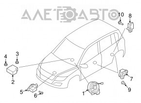 Модуль srs airbag компьютер подушек безопасности VW Tiguan 09-12