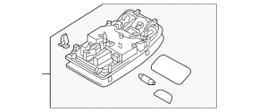 Плафон освещения передний под люк Audi A3 8V 15-16 4d черный, с подсветкой салона
