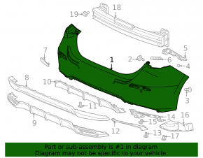 Бампер задний голый Honda Civic XI FE/FL 22-26 без парктроников 5d