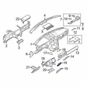 Накладка колени водителя правая Ford Mustang mk6 15-23 черная