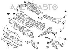 Решетка дворников пластик правая Mitsubishi Outlander Sport ASX 10-23