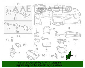 Накладка центральной консоли передняя правая Fiat 500 12-19 черная