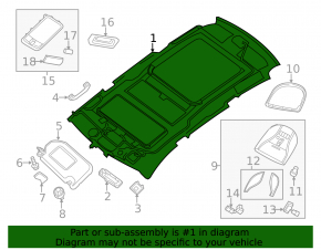 Обшивка потолка Infiniti JX35 QX60 15-17 серая под люк