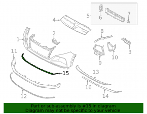 Ornamente centrale bară față Hyundai Tucson 2022-2024, structură gri, vopsită în negru, spartă, crăpată