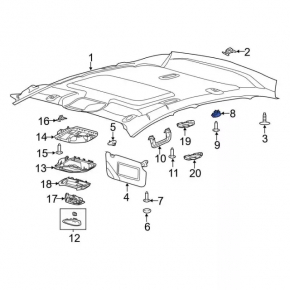 Крючок потолка задний левый Ford Focus mk3 11-18 серый