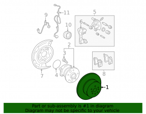 Диск тормозной задний левый Toyota Avalon 05-07 270/12мм