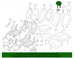 Подголовник 2 ряда центральный Mini Cooper Countryman R60 10-16 черный кожа