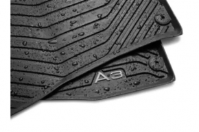Комплект задних ковриков салона резина Audi A3 8V 15-20 черный