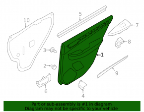 Обшивка двери карточка задняя правая Subaru Outback 15-19 черн ткань