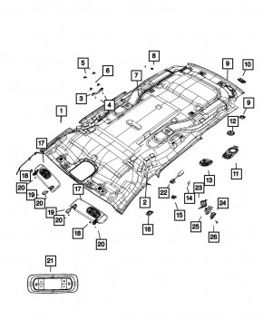 Микрофон в потолке Chrysler Pacifica 18-19 серый
