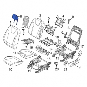 Подголовник передний левый Ford Focus mk3 11-18 тип 1, кожа черная