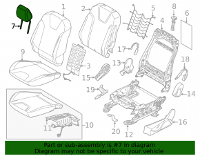Подголовник передний левый Ford Focus mk3 11-18 тип 1, кожа черная