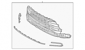 Ansamblu bara fata grila inferioara Toyota Sienna 21-24 fara senzori parcare, structura
