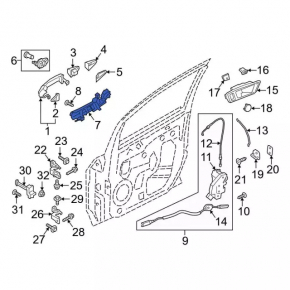 Механизм ручки двери передней левой Ford Ecosport 18-22 keyless