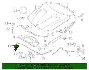Рычаг открытия замка капота BMW X3 F25 11-17 подкапотный