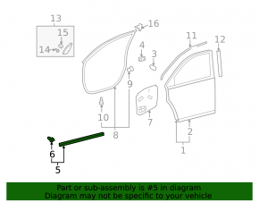 Уплотнитель двери передней правой нижний Toyota Highlander 08-13