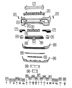 Grila inferioară a barei de protecție față Jeep Compass 22 - fără radar