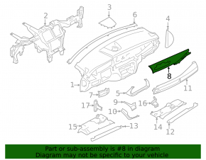 Накладка передней панели верхняя BMW X5 F15 14-18 кожа черная, примятость, трещина в креплении