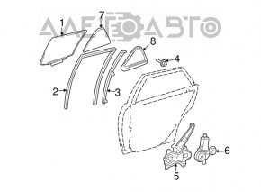 Уплотнитель стекла задний правый Lexus RX300 RX330 RX350 RX400h 04-08