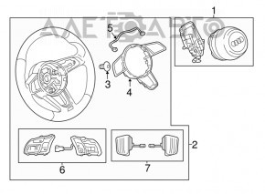 Руль голый Audi A4 B9 17-19 кожа, черный, с подогревом,  с лепестками, без кнопок, царапины, под чистку