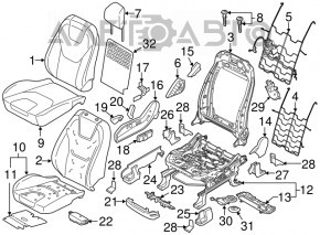 Пассажирское сидение Ford Edge 15-17 без airbag, ткань черн