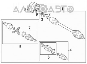 Axul cu roți față dreapta VW Atlas 18- 3.6 FWD