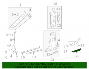 Prag exterior spate dreapta negru pentru Lexus ES250 ES300h ES350 19-26