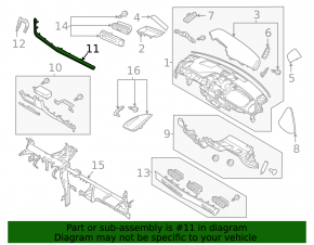 Bandă decorativă pentru panoul frontal Hyundai Sonata 20-23, neagră și cromată
