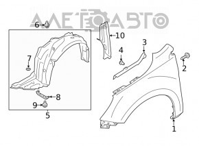 Căptușeală aripă față dreapta pentru Subaru Outback 20-22