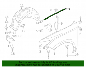 Garnitură aripă capotă - aripă stânga Lincoln MKC 15-