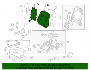 Обшивка спинки пассажирского сиденья Toyota Camry v55 15-17 usa кожа+ткань черная, красная строчка замята