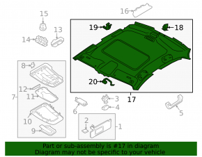 Обшивка потолка Audi A5 F5 18-25 5D под панораму, черная