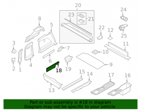 Пол багажника правый BMW X5 F15 14-18 черный под 3 ряда